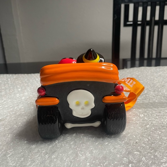 M&M's 2003 Galerie Halloween Candy Dish Orange/Black Ceramic Classic Hot Rod Car - Picture 4 of 6